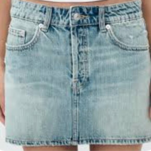 ZARA Ripped Denim Mini Skirt Medium Blue XS - Never worn - Excellent condition - Picture 2 of 13